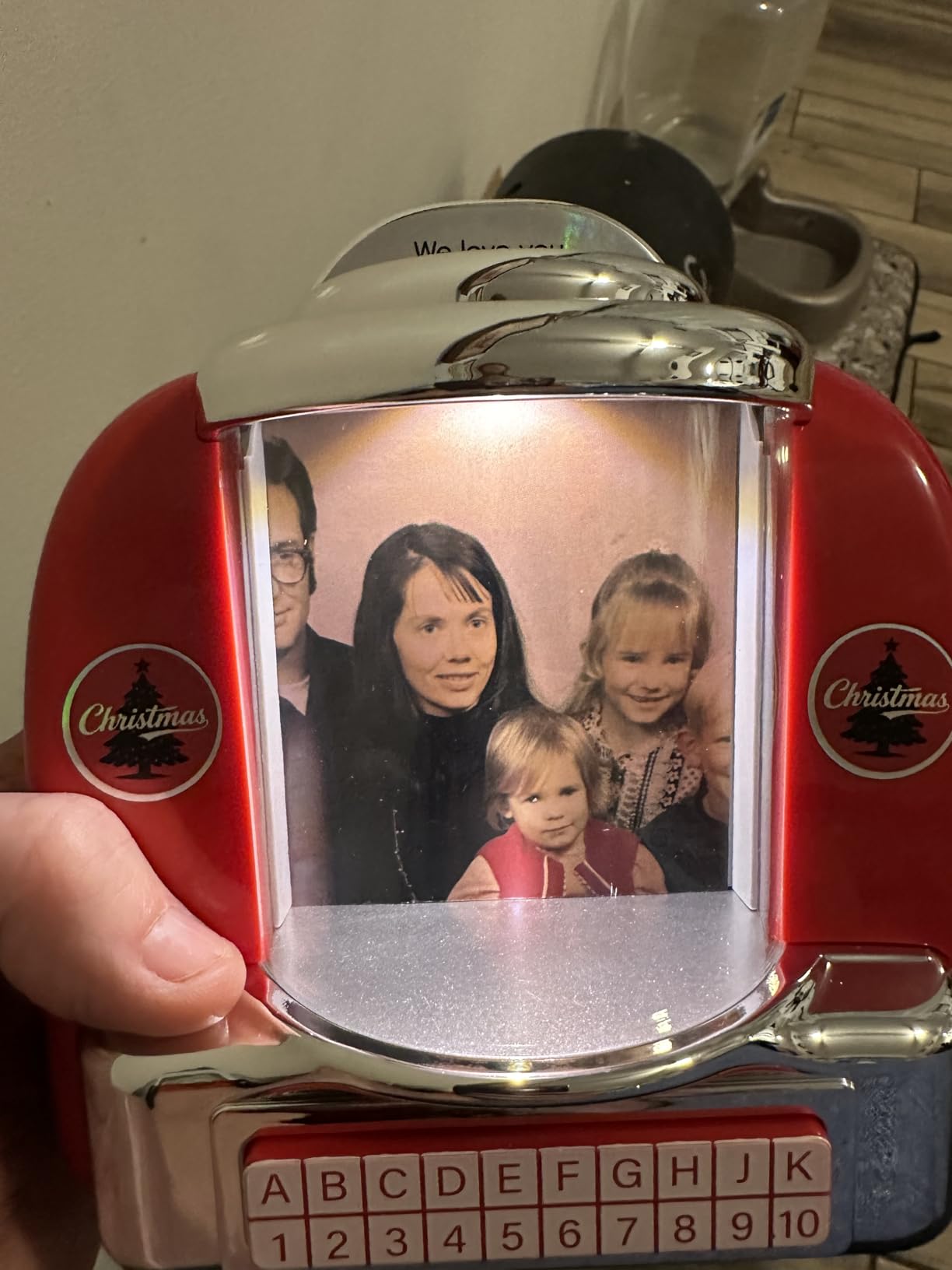 Custom Mini Jukebox Retro Speaker – Personalized Photo, Names & Date Music Player with Radio | Vintage Tabletop Home Decor | Nostalgic Christmas Valentine’s Day Gift for Couples, Men & Women customer photo 1