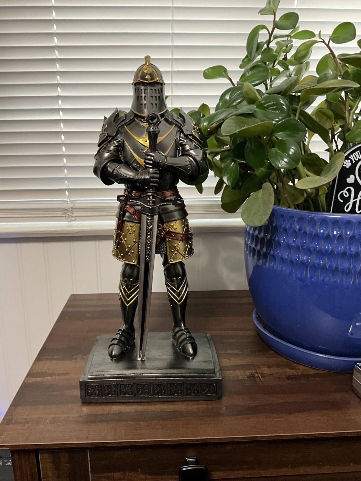 Medieval Knight Statue King's Guard Resin Swordsman Armor Decor Iron customer photo 2