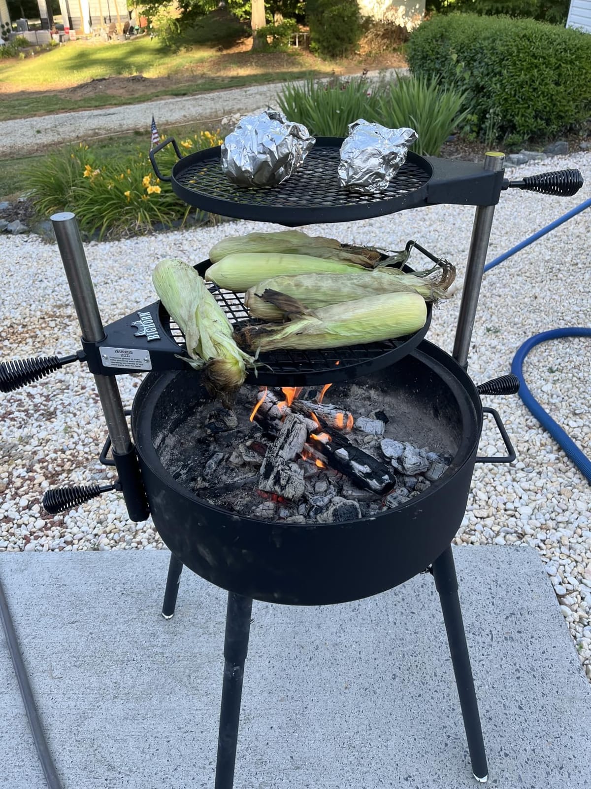 BIG HORN Santa Maria Grill, Portable Argentinian Parrilla with Adjustable Height & 360° Rotating Grates, Charcoal Open Fire BBQ Grill with Rotisserie for Camping, Patio & Backyard customer photo 1
