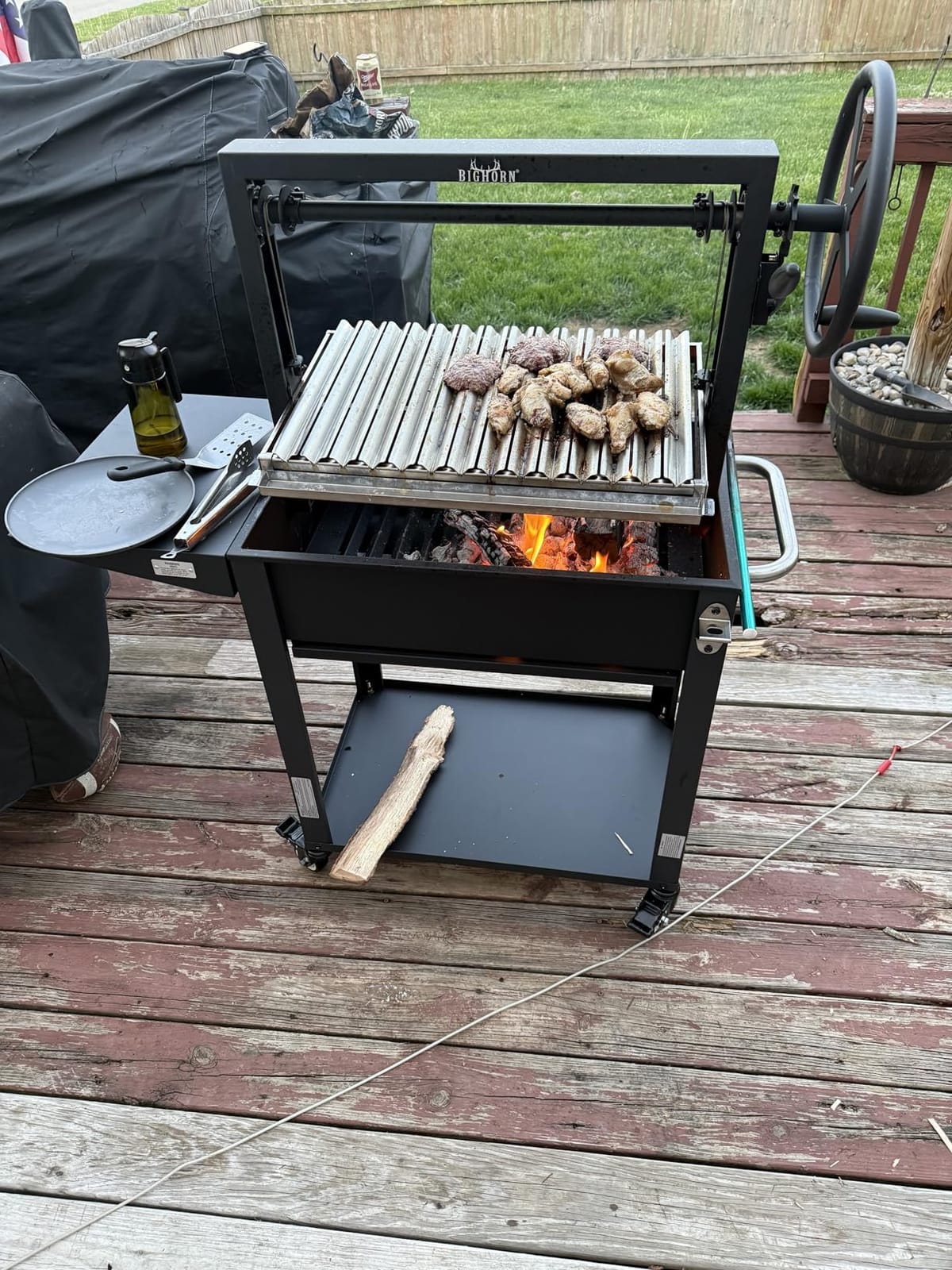 BIG HORN Santa Maria Grill, Argentine Parrilla Grill with Adjustable Height Grate, Wood Fire & Charcoal BBQ Grill, Large Outdoor Open Fire Grill with Storage for Patio & Backyard customer photo 1