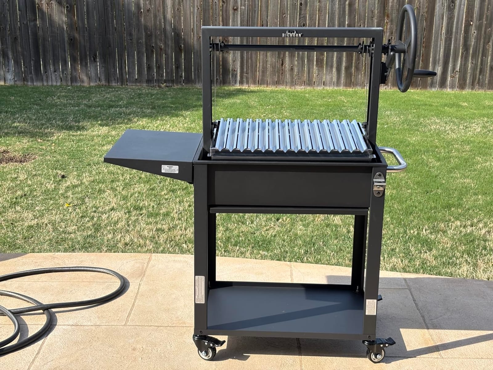 BIG HORN Santa Maria Grill, Argentine Parrilla Grill with Adjustable Height Grate, Wood Fire & Charcoal BBQ Grill, Large Outdoor Open Fire Grill with Storage for Patio & Backyard customer photo 2