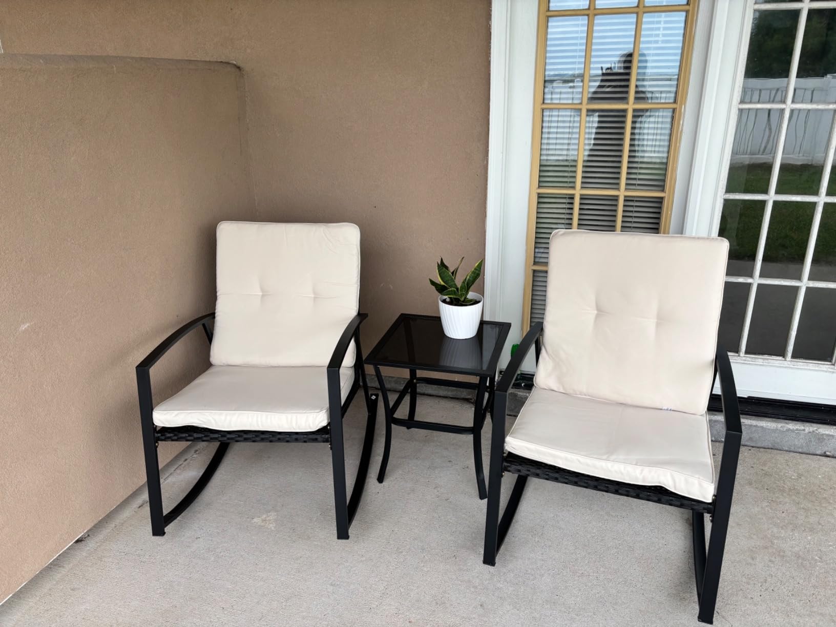 Shintenchi Outdoor Sectional Patio Furniture Set 4-Piece, All-Weather PE Rattan Sofa Couch with Cushions & Storage Coffee Table for Yard, Garden, Porch, Poolside (Gray) customer photo 1