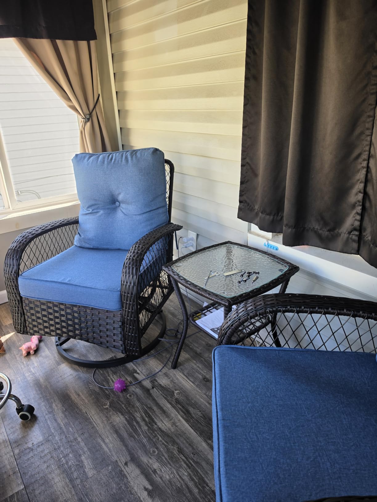 UDPATIO Outdoor Furniture 3 Piece Patio Swivel Chair, Olefin Fade Resistant customer photo 2