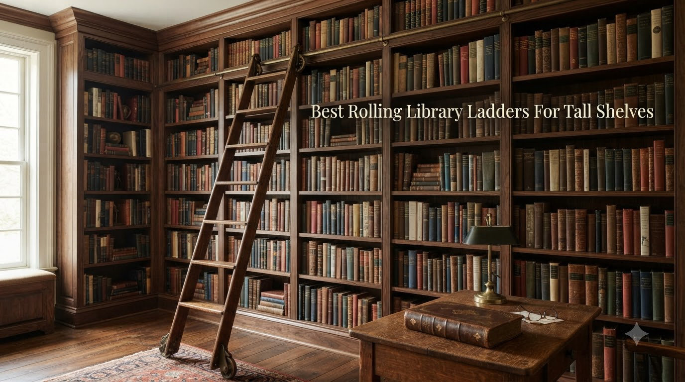 Best Rolling Library Ladders For Tall Shelves