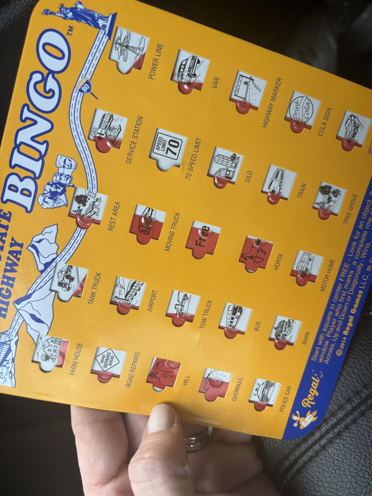 Regal Games Finger-Tip Shutter Bingo Cards with Sliding Windows - Interstate Bingo & Auto Bingo Game - Assorted Colors Travel Game Bingo Set Kids - Reusable, No Chips & Daubers Needed - 4 Packs customer photo 1