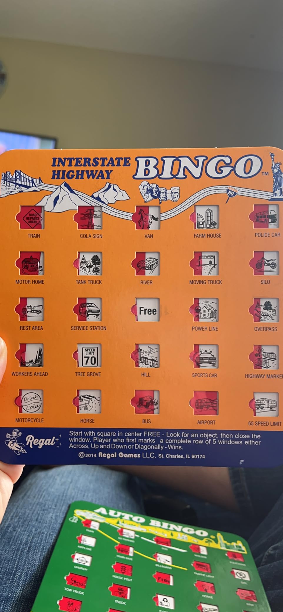 Regal Games Finger-Tip Shutter Bingo Cards with Sliding Windows - Interstate Bingo & Auto Bingo Game - Assorted Colors Travel Game Bingo Set Kids - Reusable, No Chips & Daubers Needed - 4 Packs customer photo 2