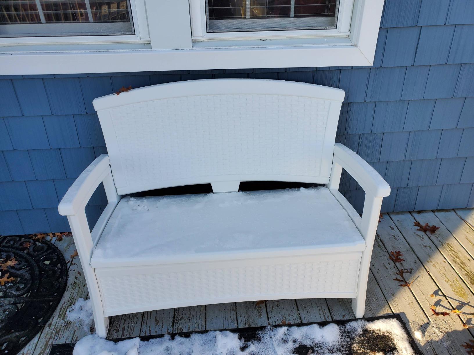Suncast Outdoor Wicker Love Seat with 23-Gallon Storage, Comfortable Seating for Two, Ergonomic Back Support, All-Weather Furniture for Patio, Deck, and Garden, Java, Made in the USA customer photo 2