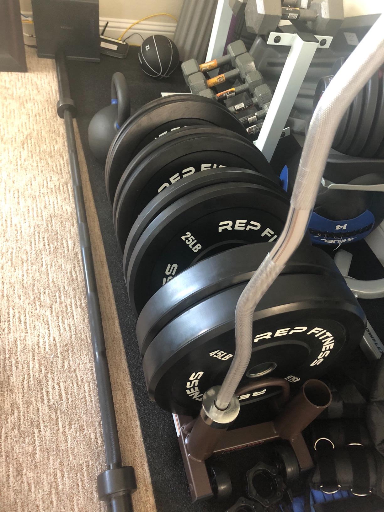REP Fitness Rubber Bumper Plates, 5Lb to 370 lb Set Pairs, Olympic Standard Weights, Shock Absorbing Low Bounce Design, For Home Gyms, Fitness Centers, Strength Workouts, Barbell Use customer photo 1