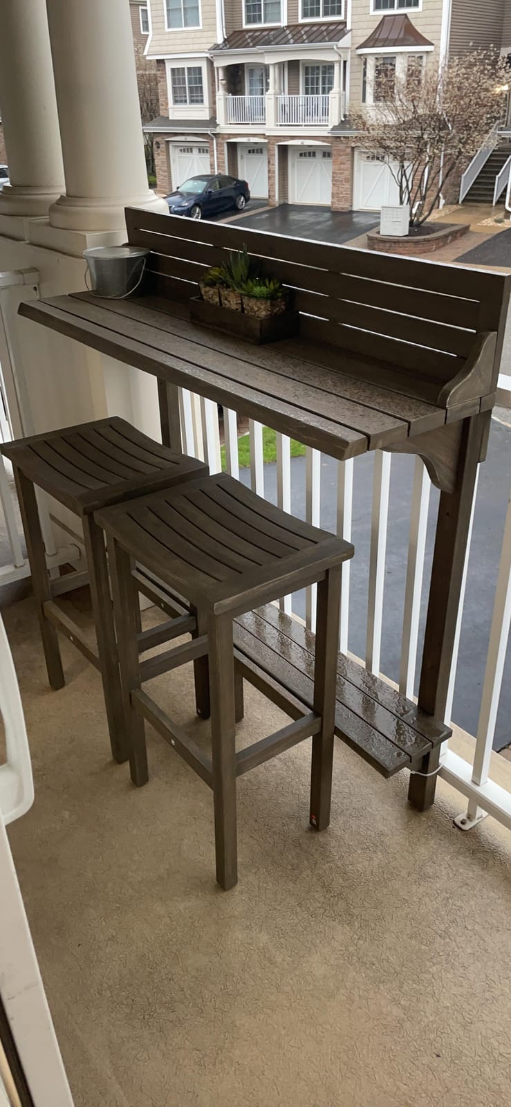 Christopher Knight Home Caribbean Outdoor Acacia Wood Balcony Bar Set, 3-Pcs Set, Grey Finish customer photo 1