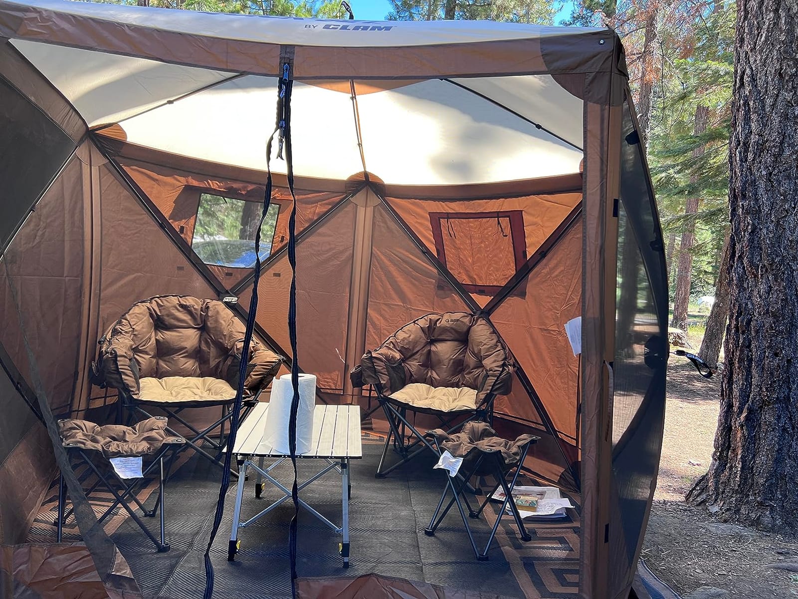CLAM Venture Screen Tent | 9 x 9 Ft Pop Up Gazebo - Brown 4-Person Shelter customer photo 2