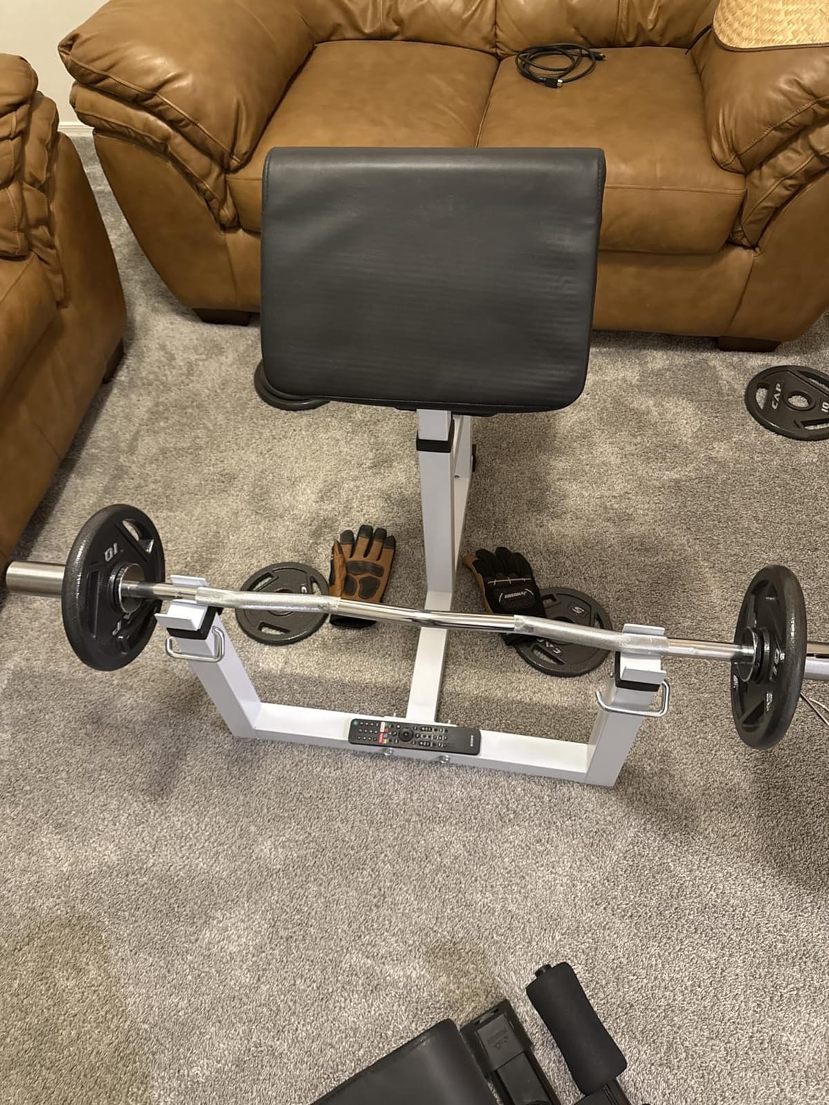 Adjustable Arm Preacher Curl Bench Bicep Strengh Bench Seated Strenghthen Training Isolated Barbell Dumbell Biceps Station for Home Gym customer photo 1