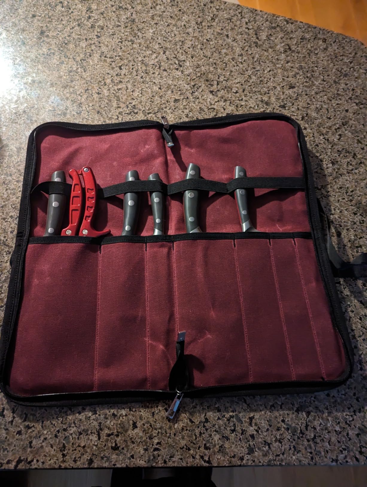 4 Slots Chefs Knife Roll Bag Cutlery Storage Case Men Army Green customer photo 1