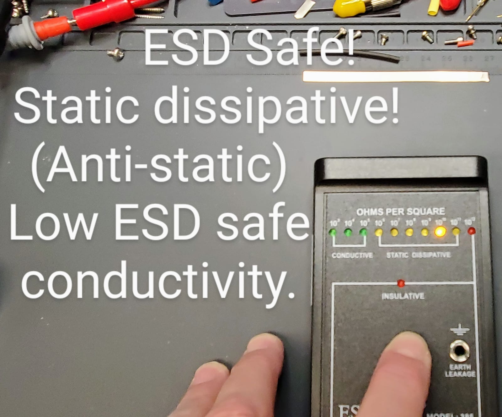 Anti-Static Mat ESD Safe for Electronic Includes ESD Wristband and Grounding Wire, HPFIX Silicone Soldering Repair Mat 932°F Heat Resistant for iPhone iPad iMac, Laptop, Computer, 15.9” x 12” Grey customer photo 2