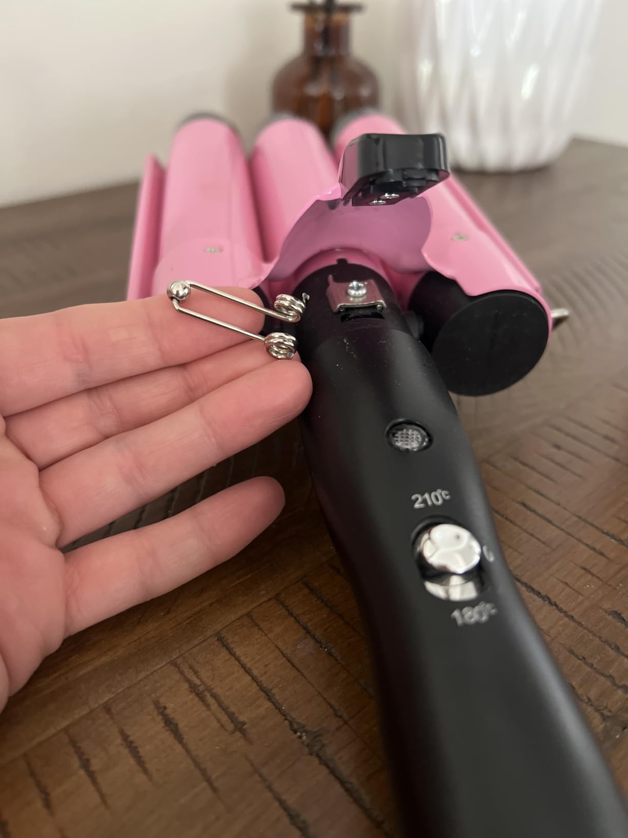 MODVICA 3 Barrel Curling Iron Wand 26mm Hair Waver Temperature Adjustable Ceramic Hair Curling Iron (Pink) customer photo 1