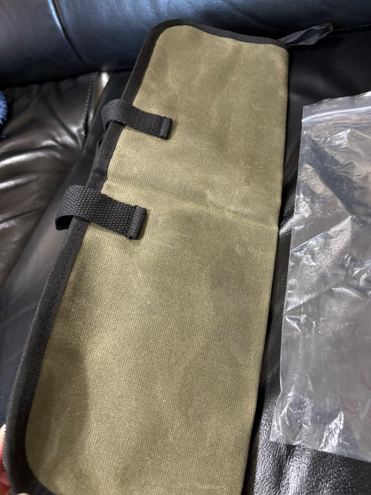 Knife Roll(4 Slots), Knife Bag, Portable Chef Knife Case Heavy Duty Waxed Canvas Roll Storage Knife Carrying Pouch For Knives & Kitchen Tools, Chef Knife Bag With Handle, Green customer photo 1