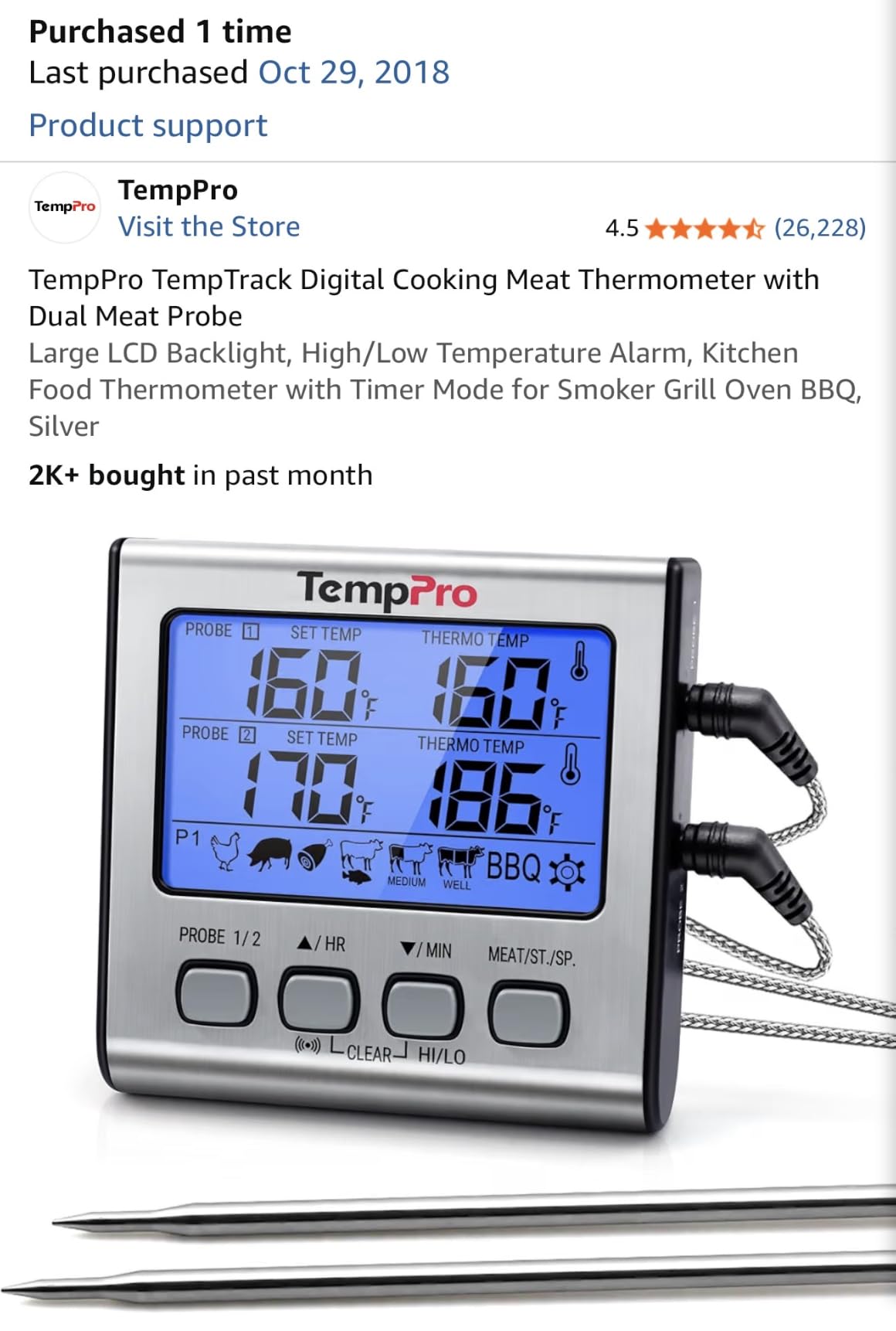 TempPro TempTrack Digital Meat Thermometer with 4 Temperature Probes customer photo 1