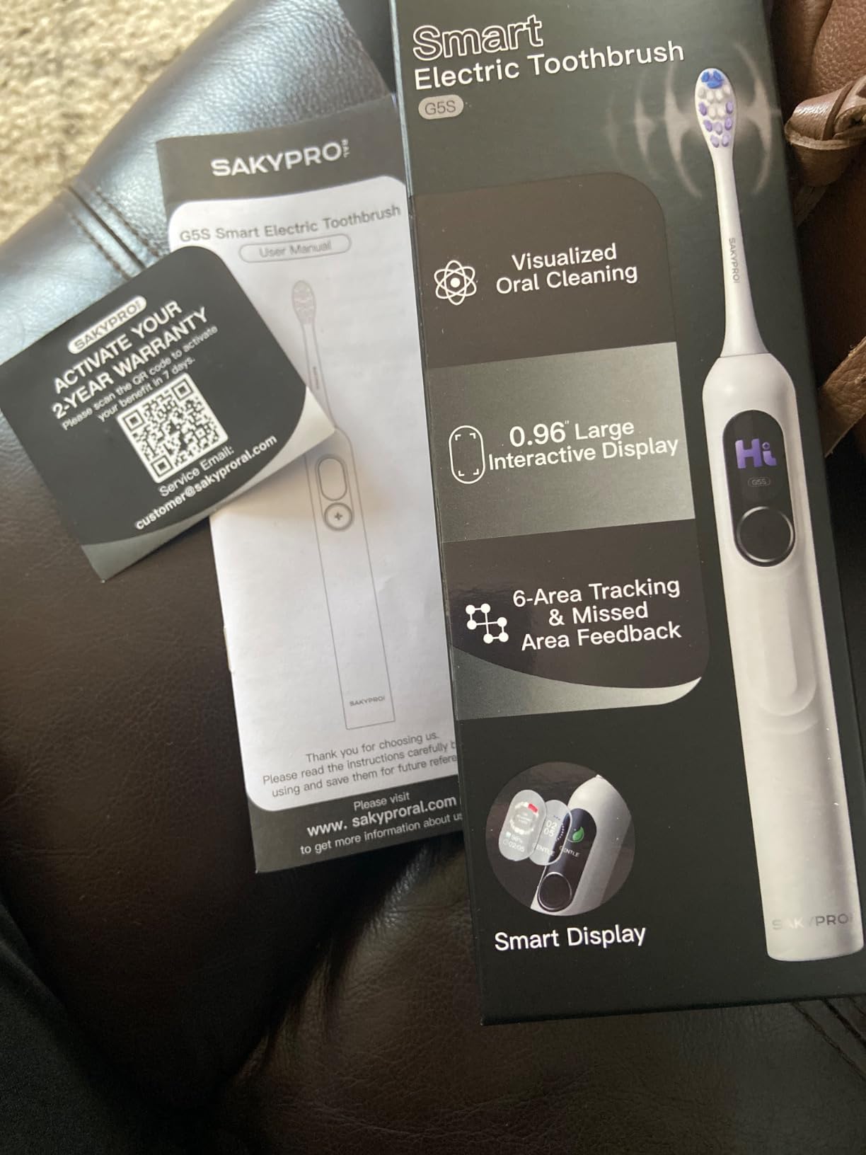 SAKYPRORAL Kids Electric Toothbrush for Teens Tween (6-15Y), Smart AI Screen with Brushing Score, Soft Bristles, Visual Timer for Braces, 150 Days Battery with Travel Case (Blue) customer photo 2