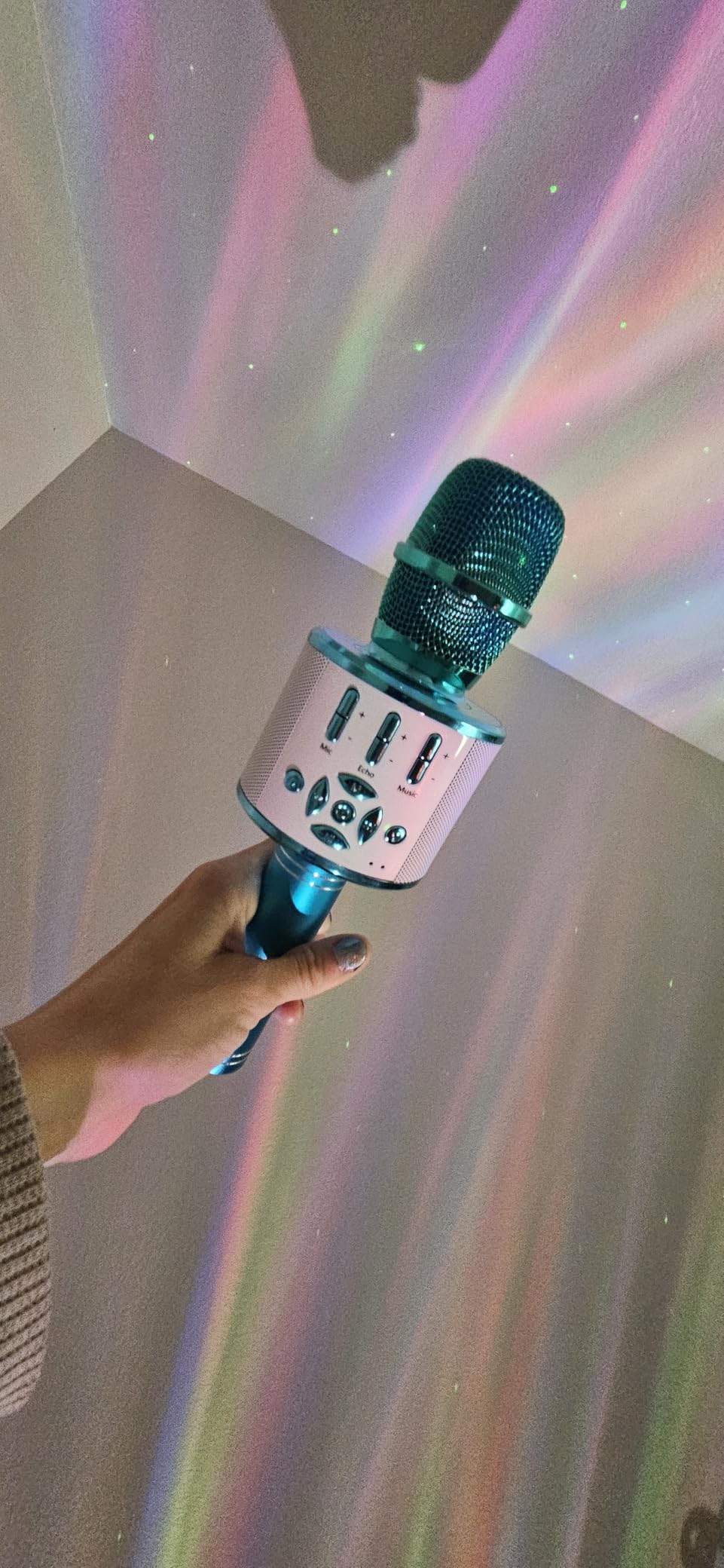 Amazmic Kids Karaoke Microphone Machine Toys for Girls Bluetooth Microphone with LED Light, Christmas Birthday Gift for Girls Boys 3-12+ Years Old (Blue) customer photo 1