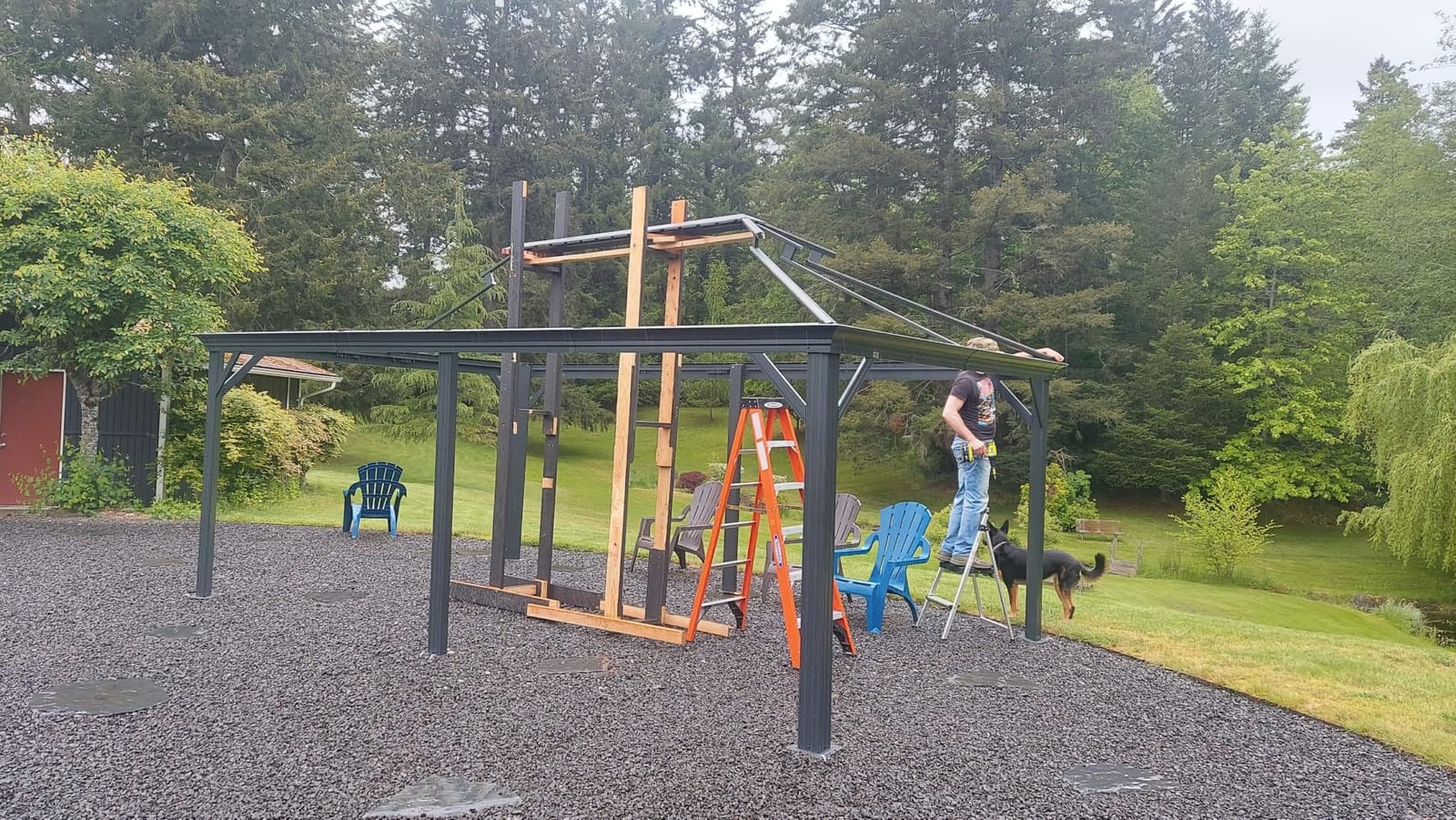 PURPLE LEAF Patio Gazebo 12' X 20' Built-in Drainage System, Gray customer photo 1