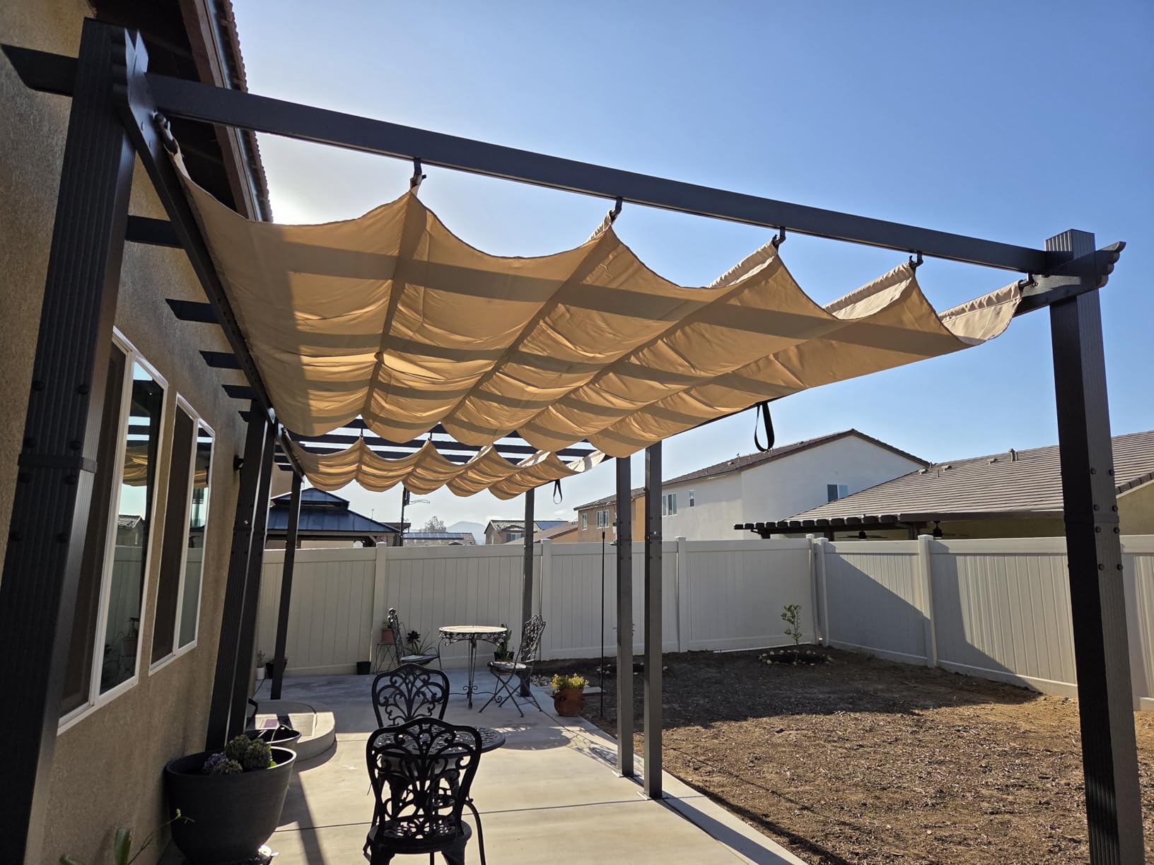 PURPLE LEAF Outdoor Retractable Pergola 10' X 12' Canopy Aluminum, Beige customer photo 1