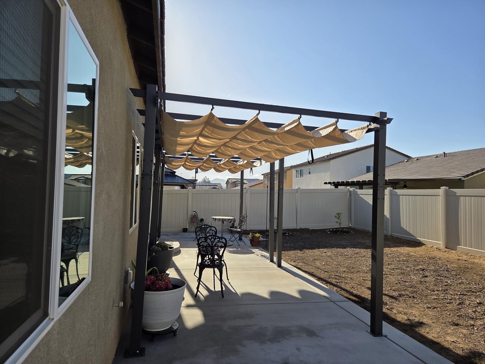 PURPLE LEAF Outdoor Retractable Pergola 10' X 12' Canopy Aluminum, Beige customer photo 2