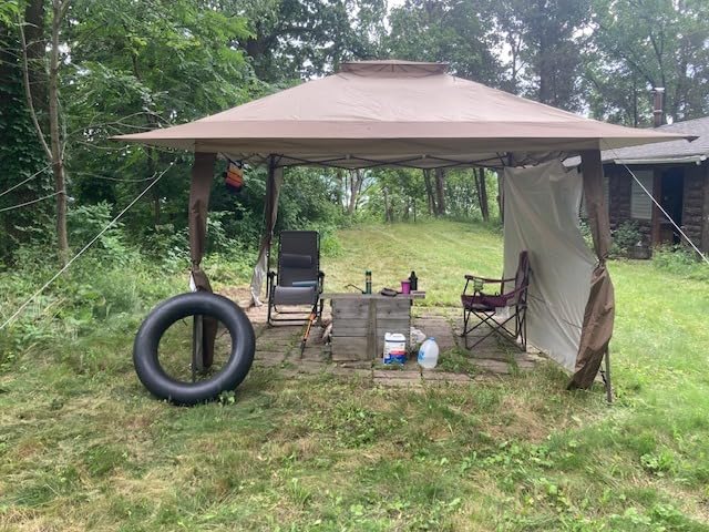 EAGLE PEAK 13x13 Pop Up Gazebo with Mosquito Netting, Easy Up Screened Canopy for Patio and Backyard, Easy Set-up Outdoor Gazebo (Brown) customer photo 1