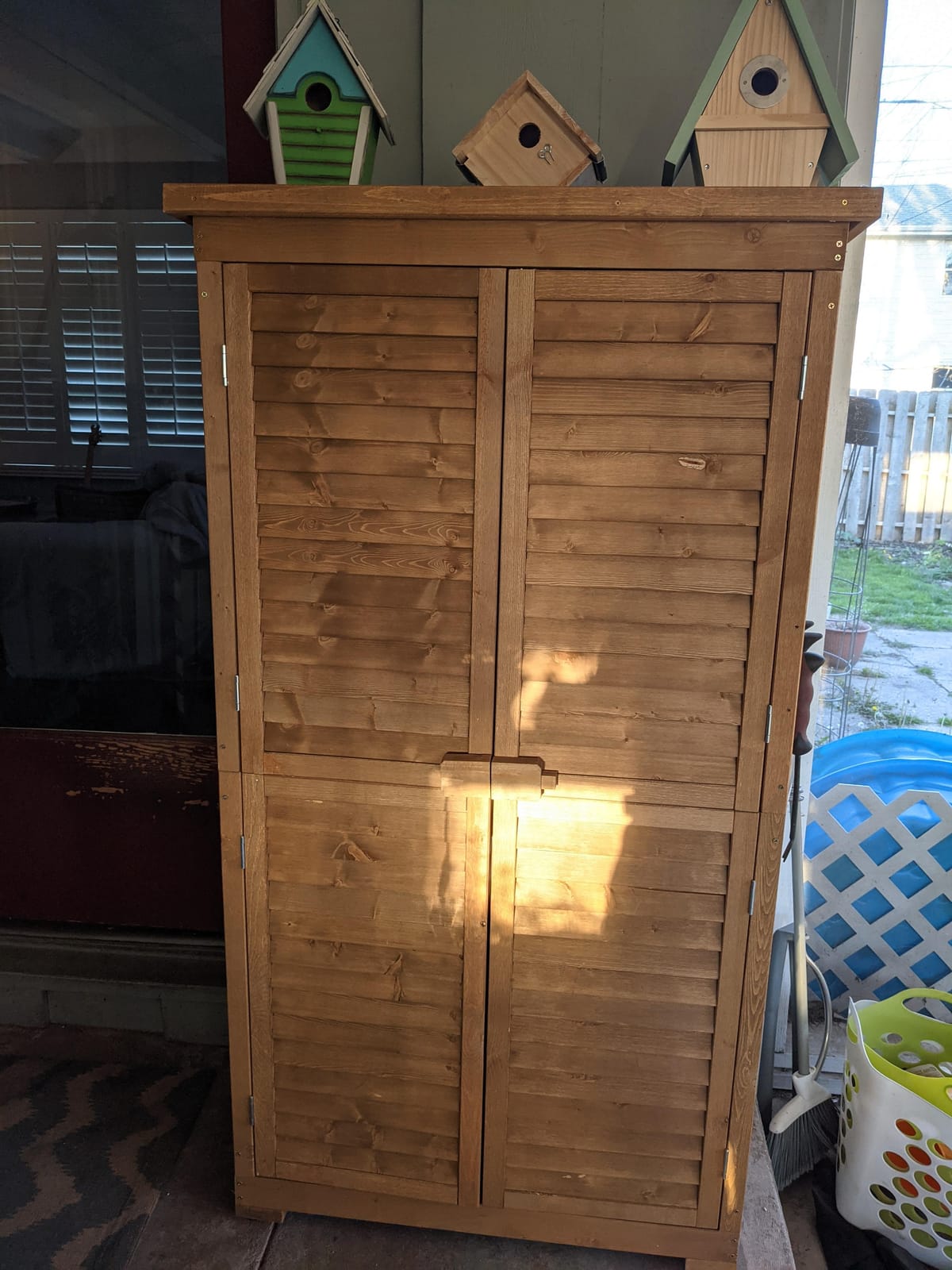 MCombo Outdoor Storage Cabinet, Wood Shed with Shelves 0870 (Natural) customer photo 1