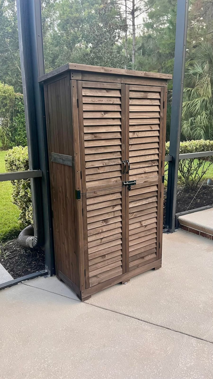 MCombo Outdoor Storage Cabinet, Wood Shed with Shelves 0870 (Natural) customer photo 2