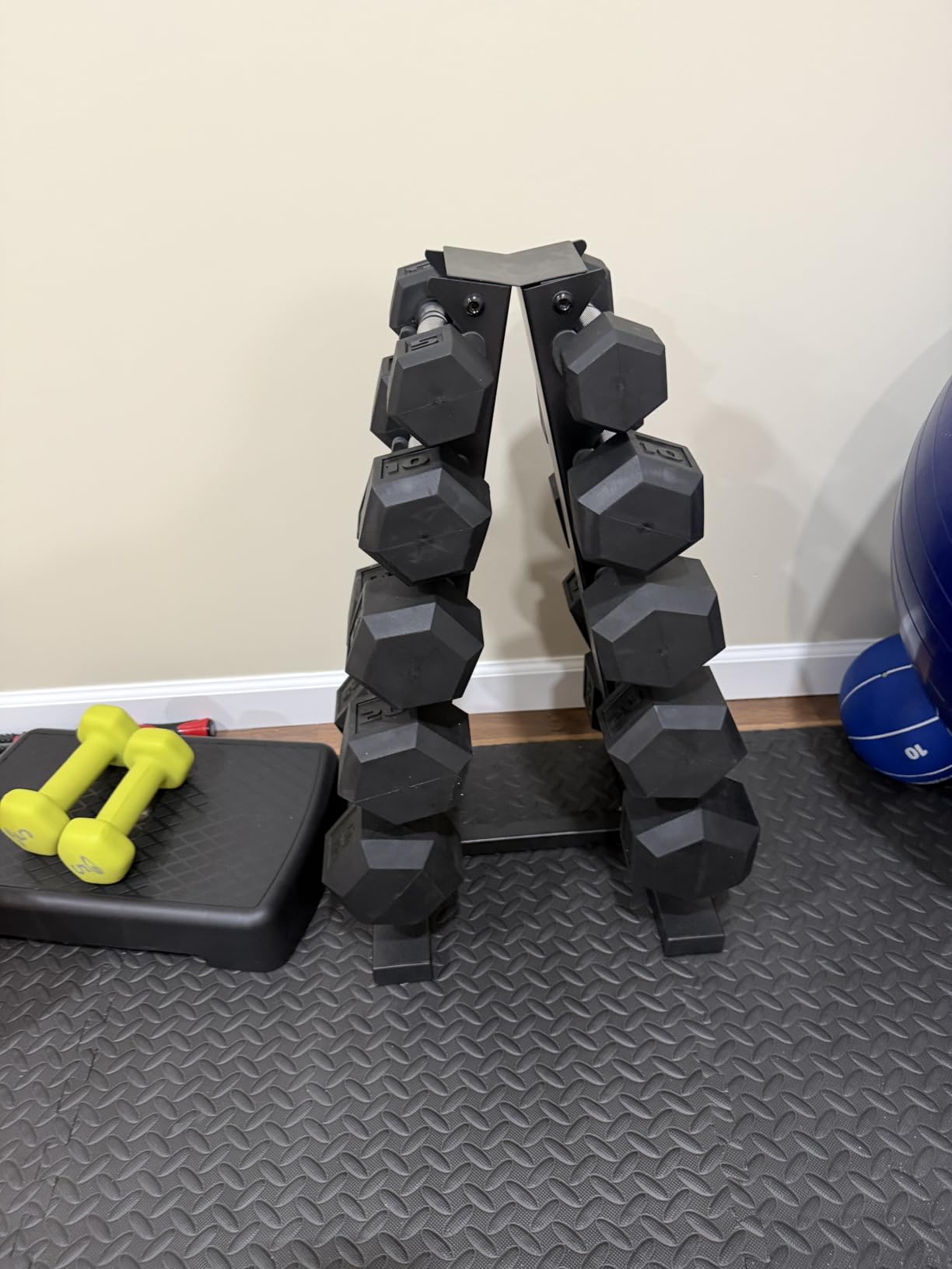CAP Rubber Coated Dumbbell Weight Set with Vertical Rack | 100 lb, 150 lb, and 210 lb Options customer photo 1