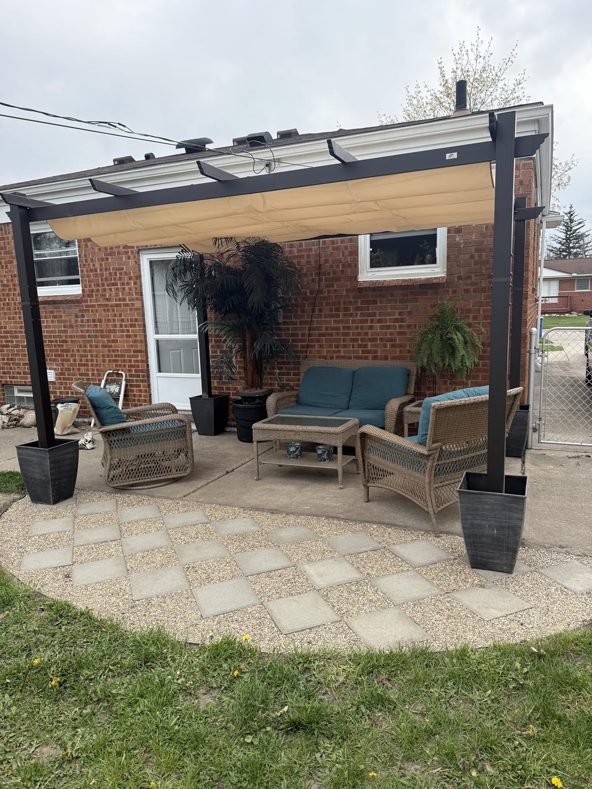 PURPLE LEAF Outdoor Pergola 10' x 13' with Retractable Metal Canopy, Grey customer photo 1
