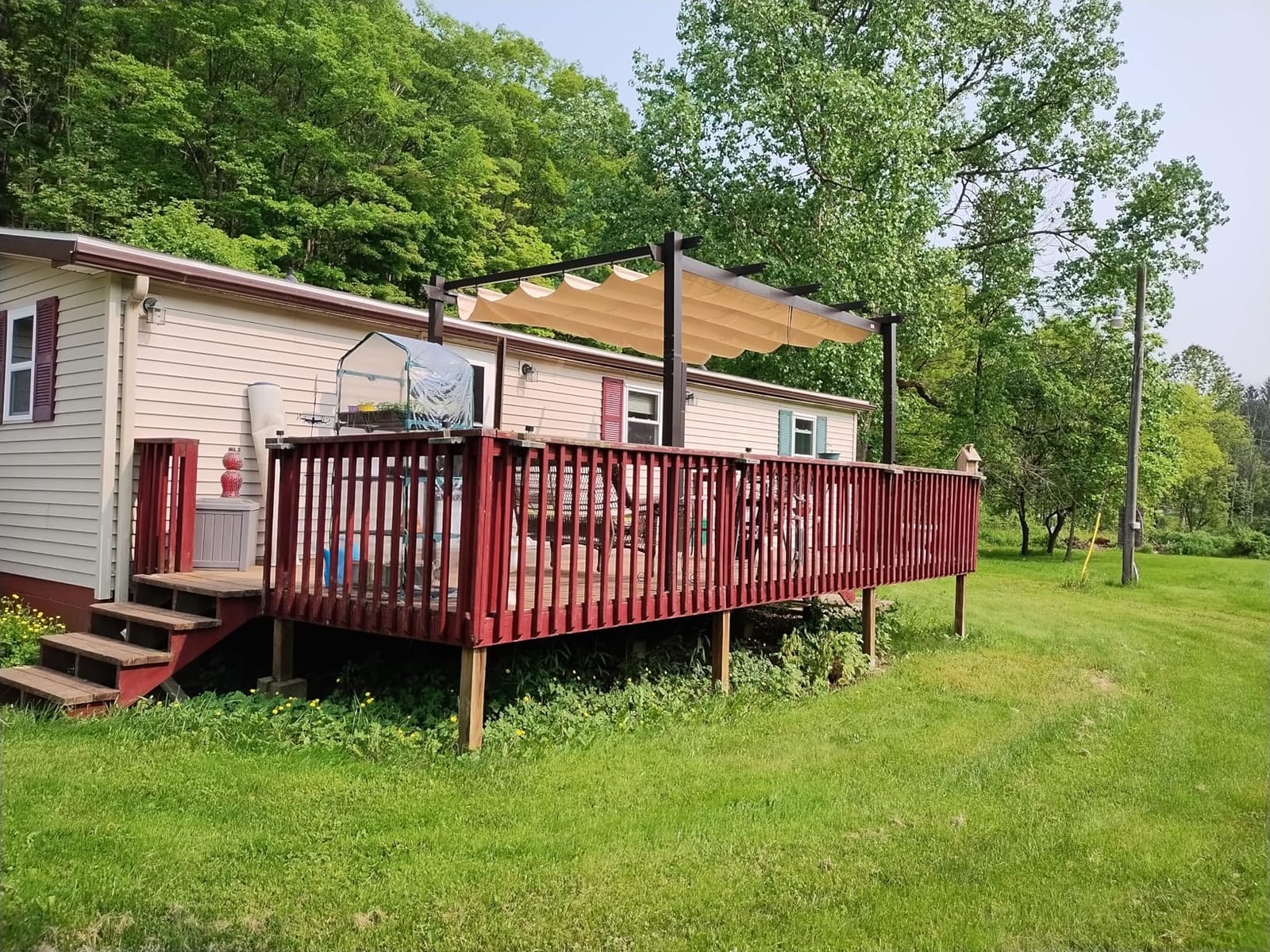 PURPLE LEAF Outdoor Pergola 10' x 13' with Retractable Metal Canopy, Grey customer photo 2
