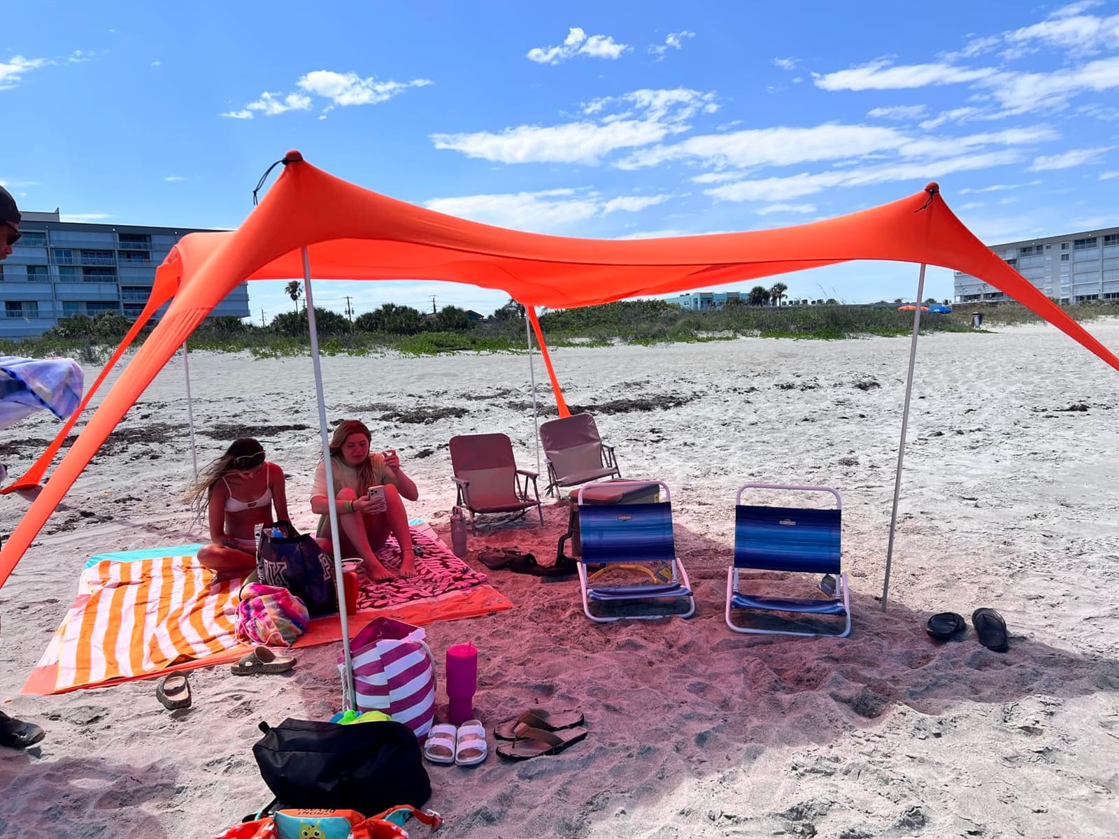 Beach Tent Sun Shelter, 10x10ft Beach Shade Canopy with 4 Sandbags customer photo 2