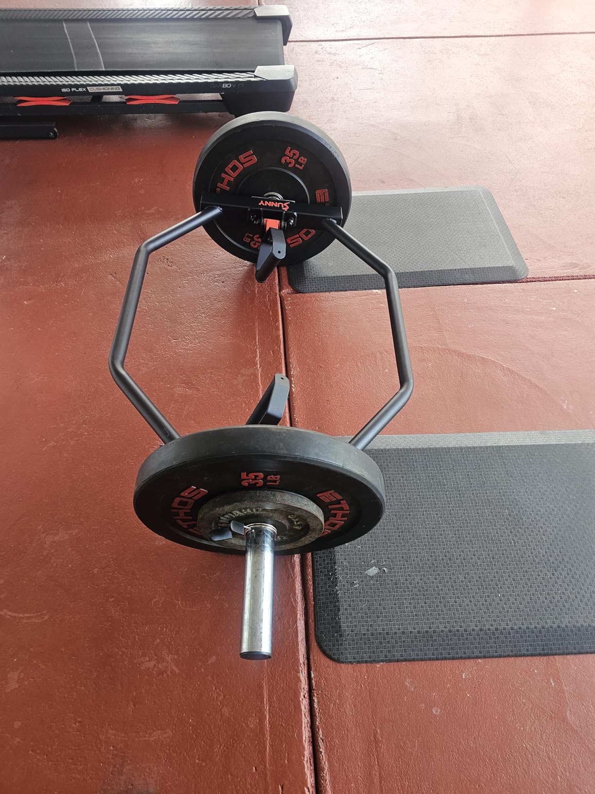 Sunny Health & Fitness Olympic Hex Trap Bar, Swivel Handles for Deadlifts customer photo 1