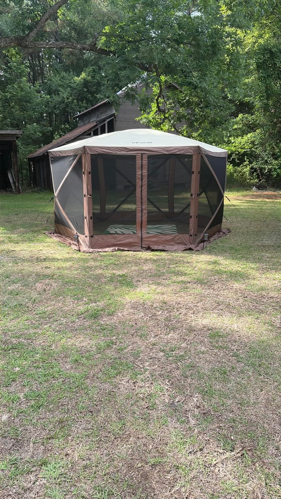 VEVOR Camping Gazebo Screen Tent, 12x12ft, Brown/Beige customer photo 2