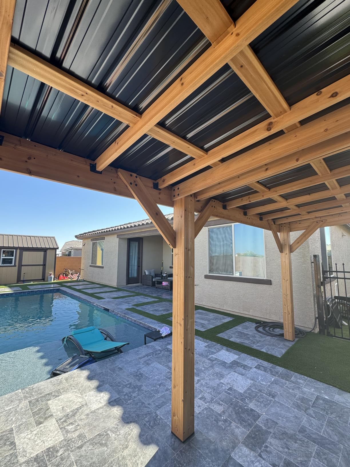 Backyard Discovery Saxony XL 12' x 6' Cedar Wood BBQ Grill Gazebo Pavilion with Hardtop Galvanized Steel Roof, Bar Tops, Powerport, Snow Support, Wind Resistance, Cook Station for Outdoor Patio, Deck customer photo 1