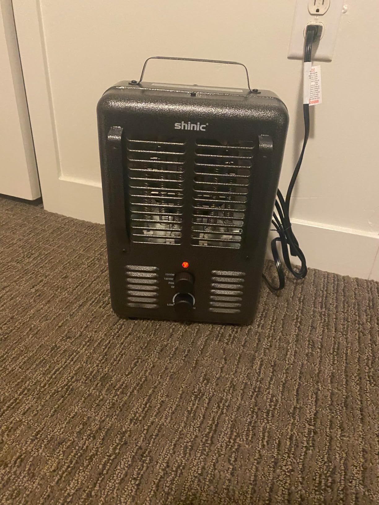 Shinic Space Heater,1500W Milkhouse Heater with Thermostat, Stay Cool Durable Metal Housing, Overheat protection, 3-Prong Plug, Tip-Over Auto Shut Off, Utility Heater for Garage, Bedroom, Greenhouse customer photo 2