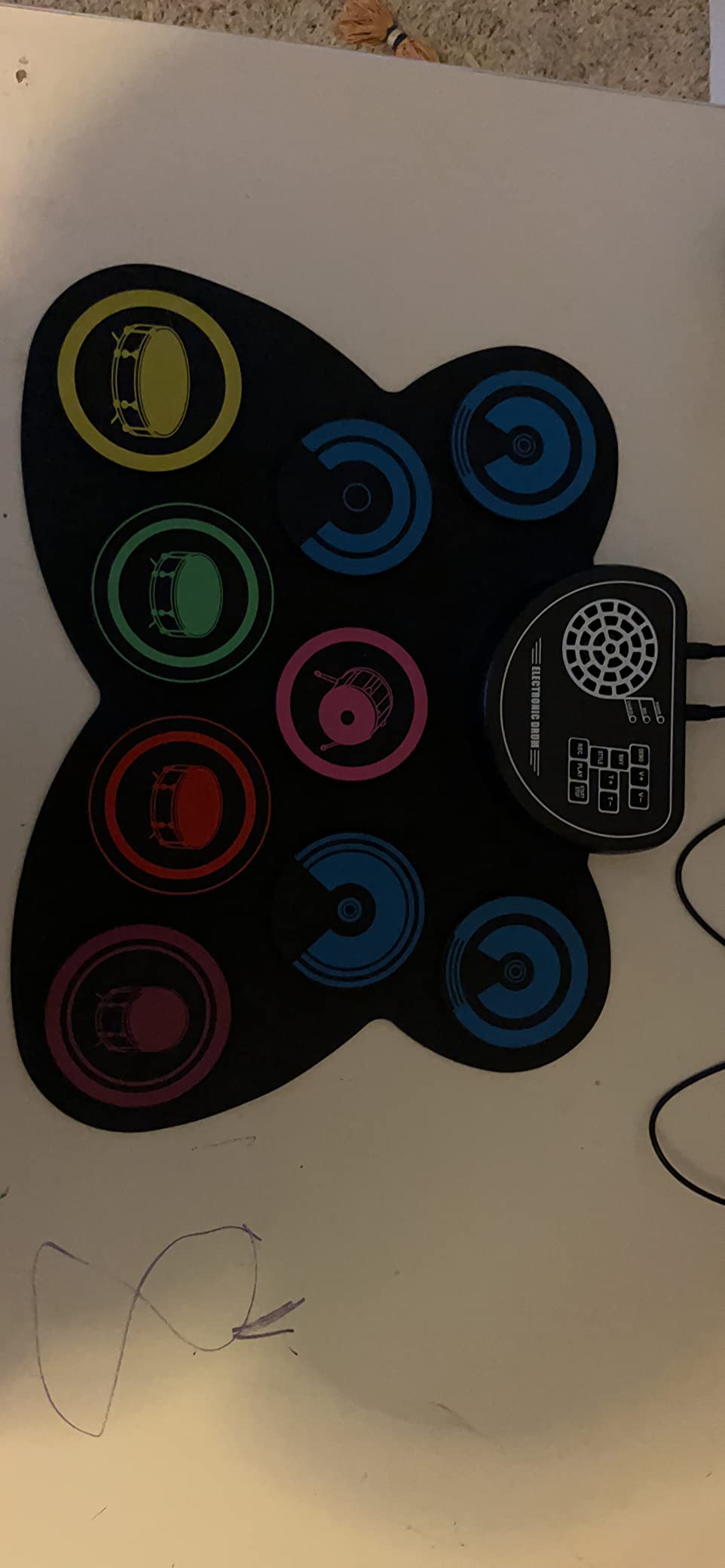 Electric Drum Set, 9 Drum Practice Pad, Roll-up Electronic Drum Pad with Headphone Jack Built-in Speaker Drum Sticks Foot Pedals, Gift for Kids customer photo 1