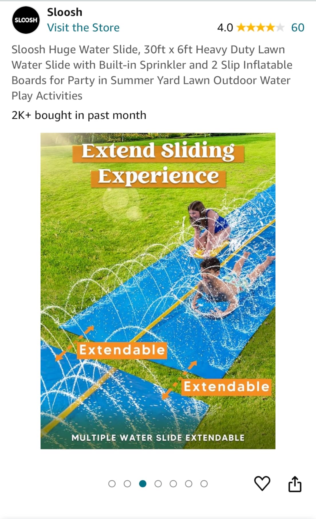 Sloosh Huge Water Slide, 30ft x 6ft Heavy Duty Lawn Water Slip with Built-in Sprinkler Slide and 2 Slip Inflatable Boards for Kids Adults Party Summer Yard Lawn Outdoor Play Activities customer photo 1