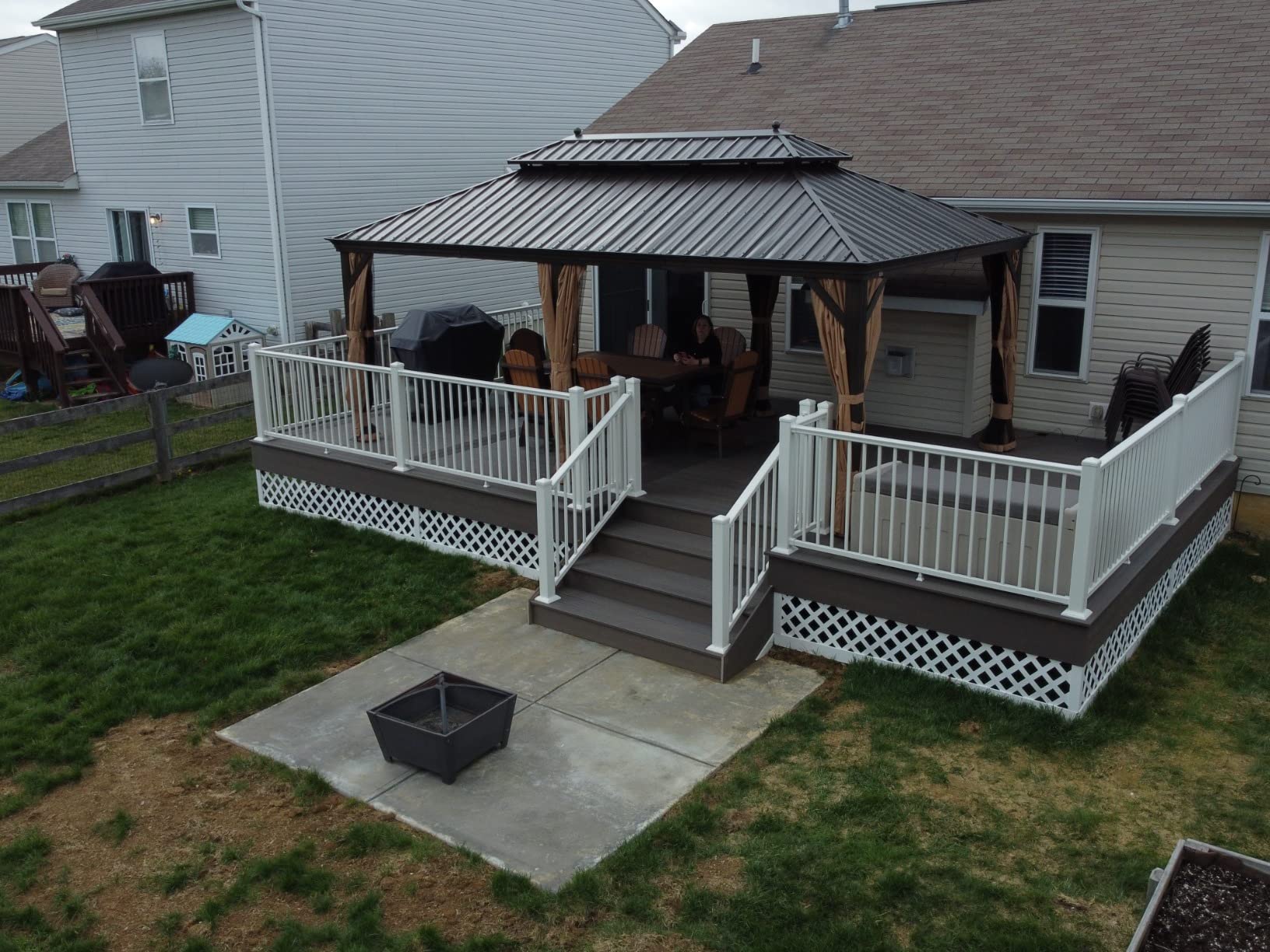PURPLE LEAF Patio Hardtop Gazebo 12' x 20' Bronze Frame Double Roof Khaki customer photo 2