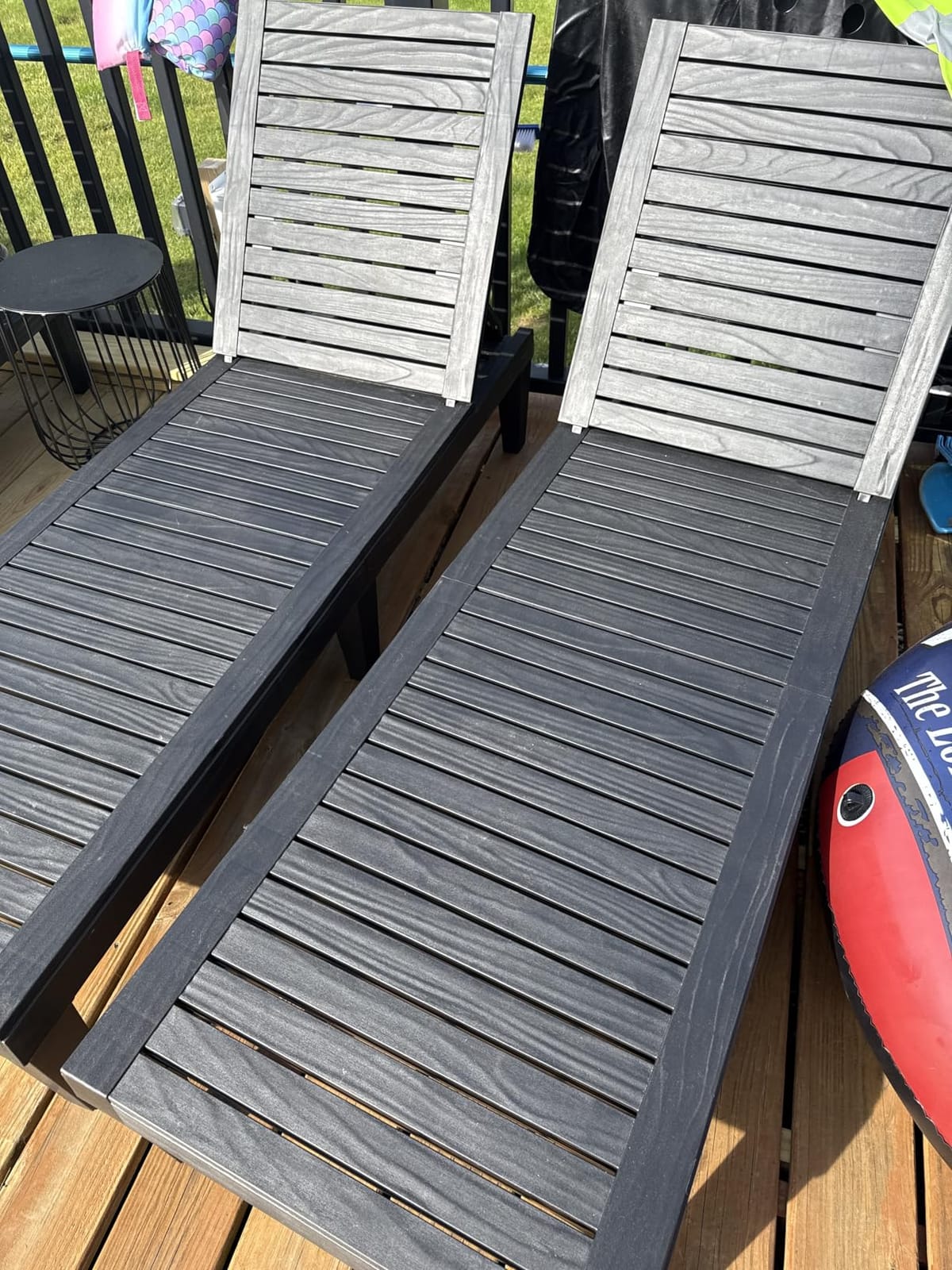 EUNHOO Chaise Lounge Outdoor Set of 4,Adjustable Pool Lounge Chair with 5 Positions Backrest, Waterproof Sun Loungers for Garden Pool Beach Patio Deck Sunbathing.Black customer photo 1