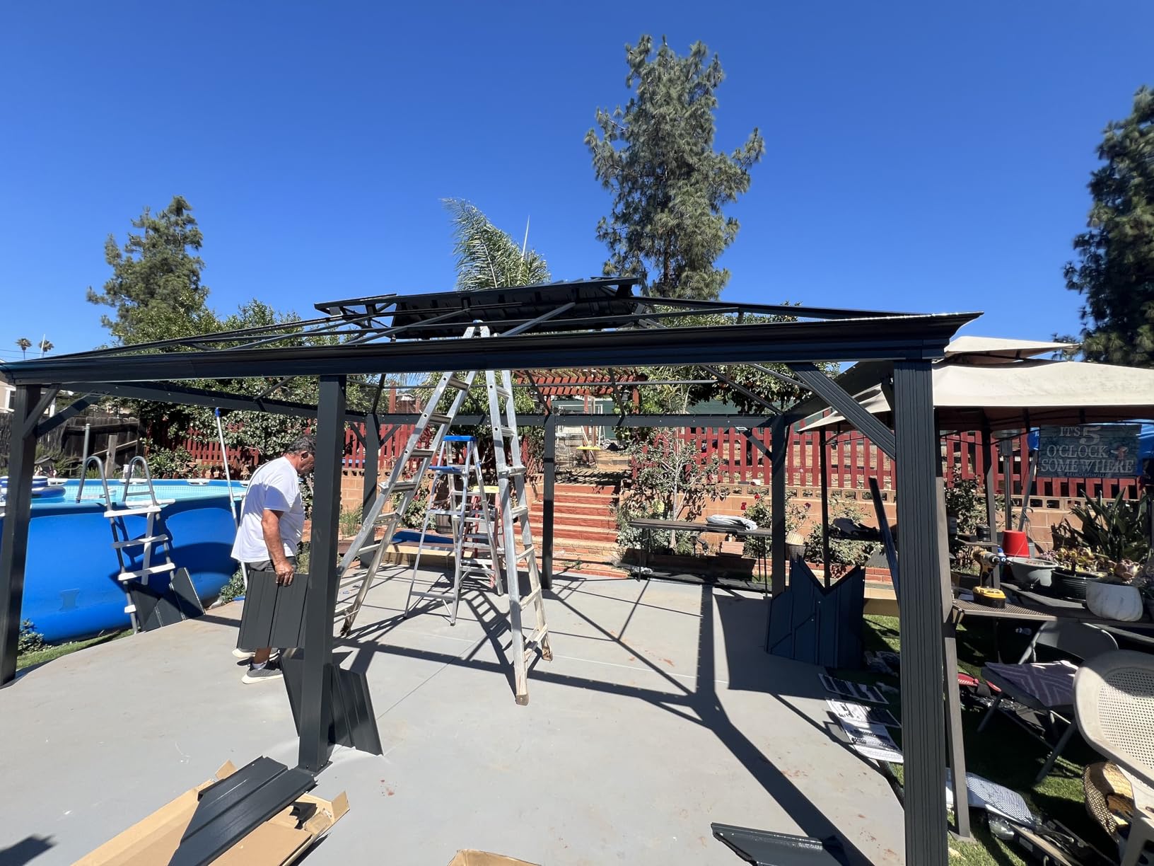 Domi 12'X12' Gazebo with Double Roof Steel, Heavy Duty Outdoor Patio Gazebo customer photo 2