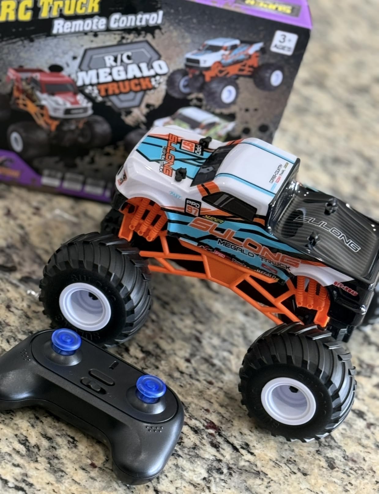 Remote Control Car, 1:16 Scale RC Monster Truck for Boys, 2.4 GHz All Terrain RC Cars for Boys Girls 4-7 8-12, 20 Km/h Off Road RC Truck, Christmas Birthday Gift for Kids and Adult, Orange customer photo 1