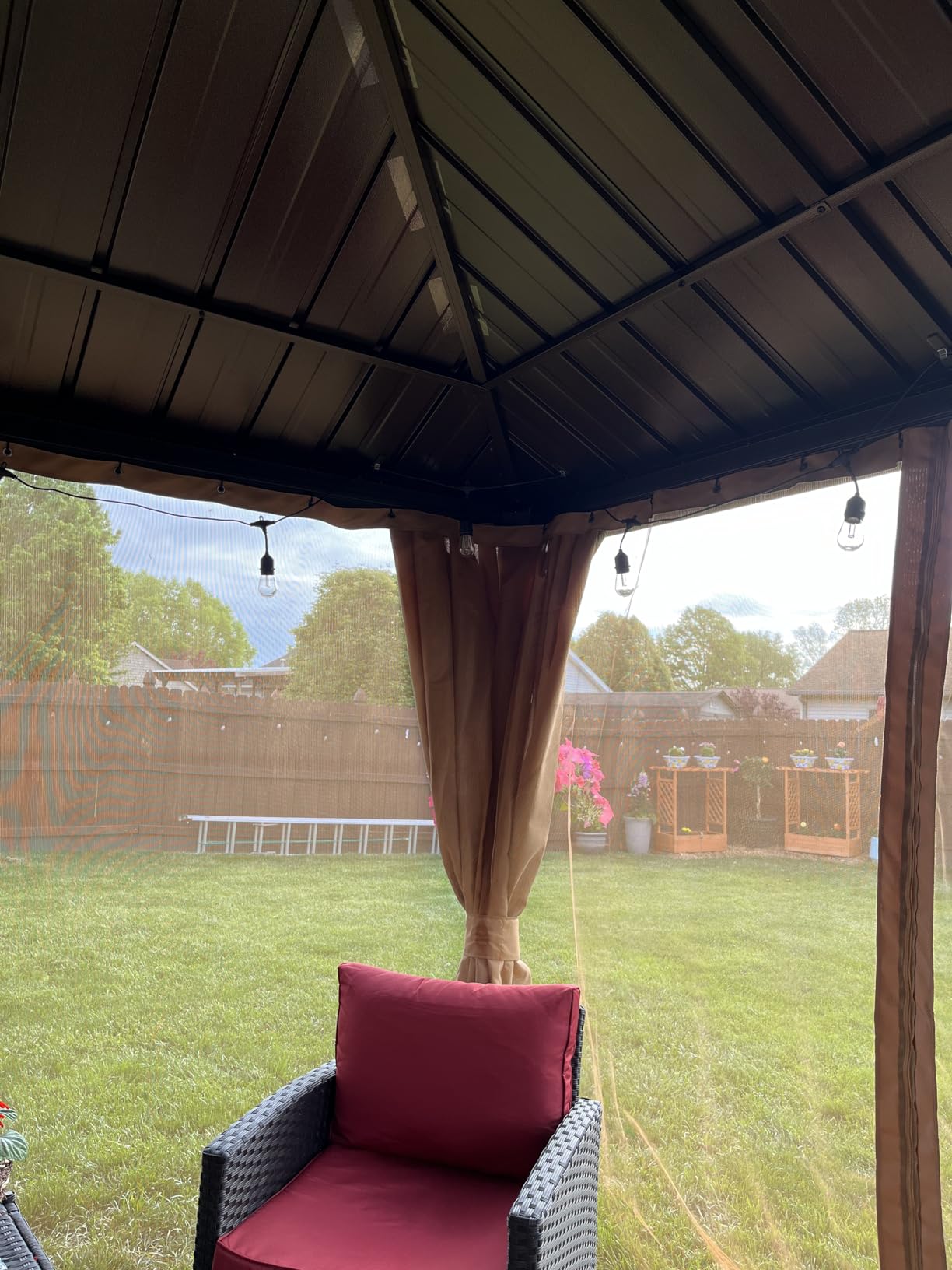 EROMMY 10' x 10' Hardtop Gazebo, Aluminum Frame Gazebos with Galvanized Steel Double Roof, Permanent Outdoor Metal Pavilion with Curtain and Netting for Patio, Lawn, Deck customer photo 2