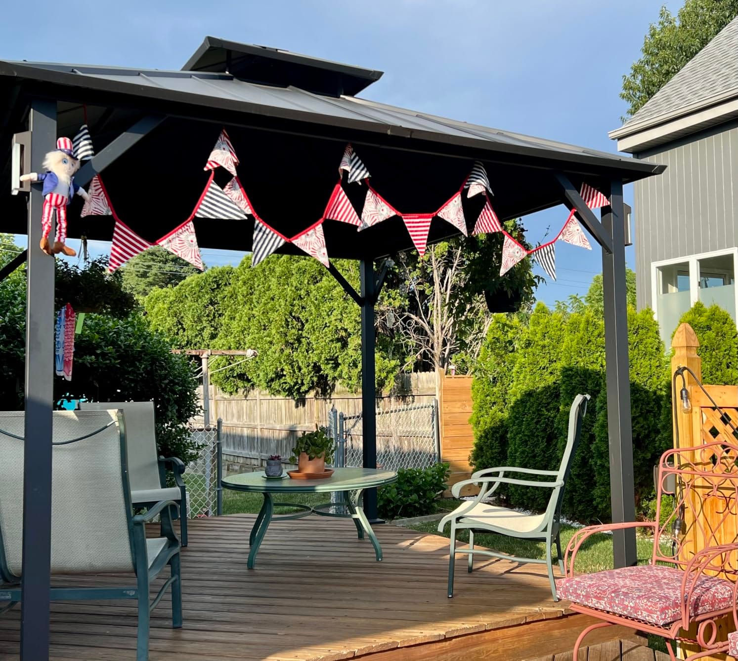 Modern Shade Aluminum Grill Gazebo 6x8 with USB Charging Power Strip, Black customer photo 2