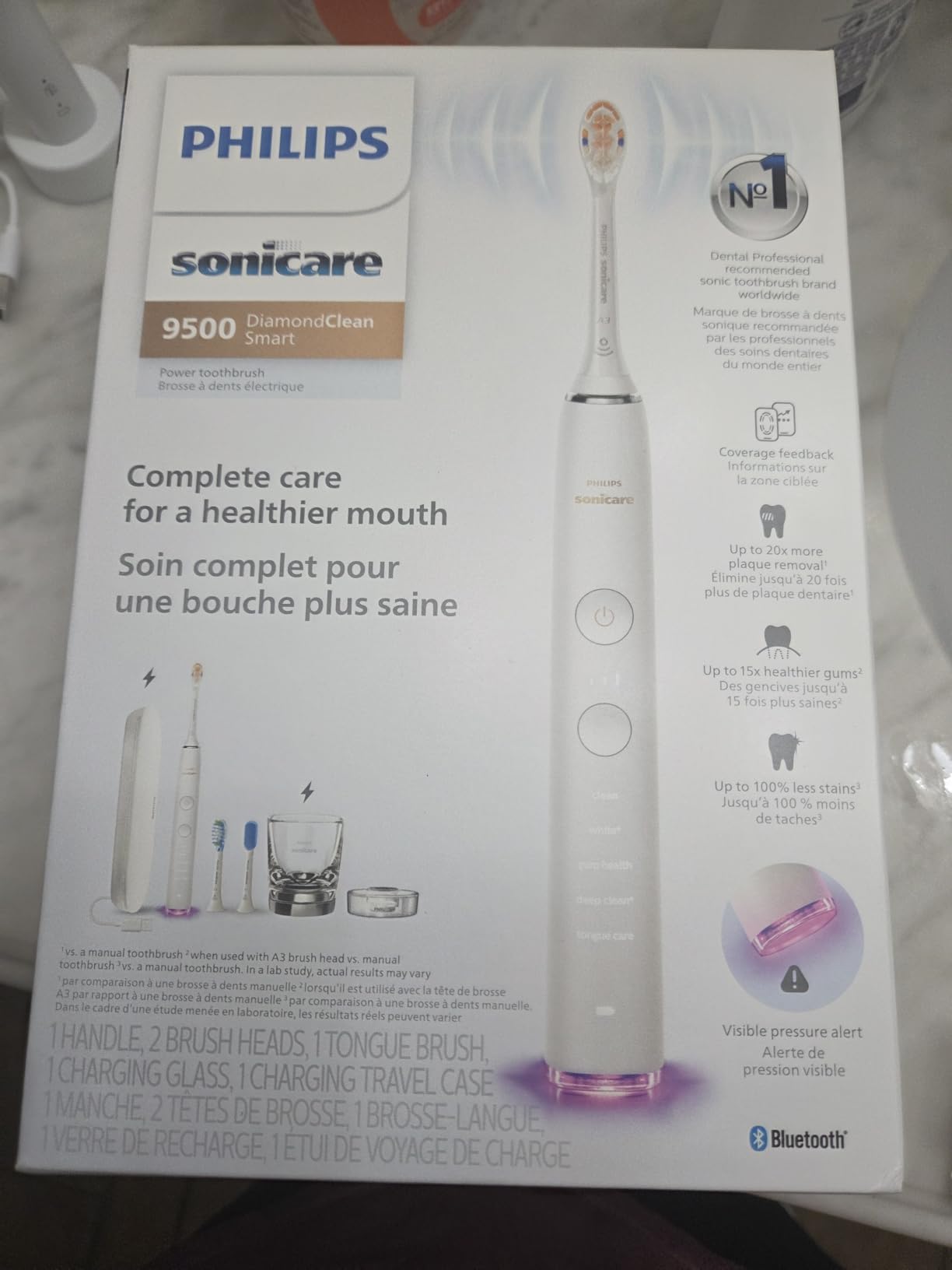 Philips Sonicare DiamondClean 9500 Electric Toothbrush 3 Brush Heads, Gray customer photo 1