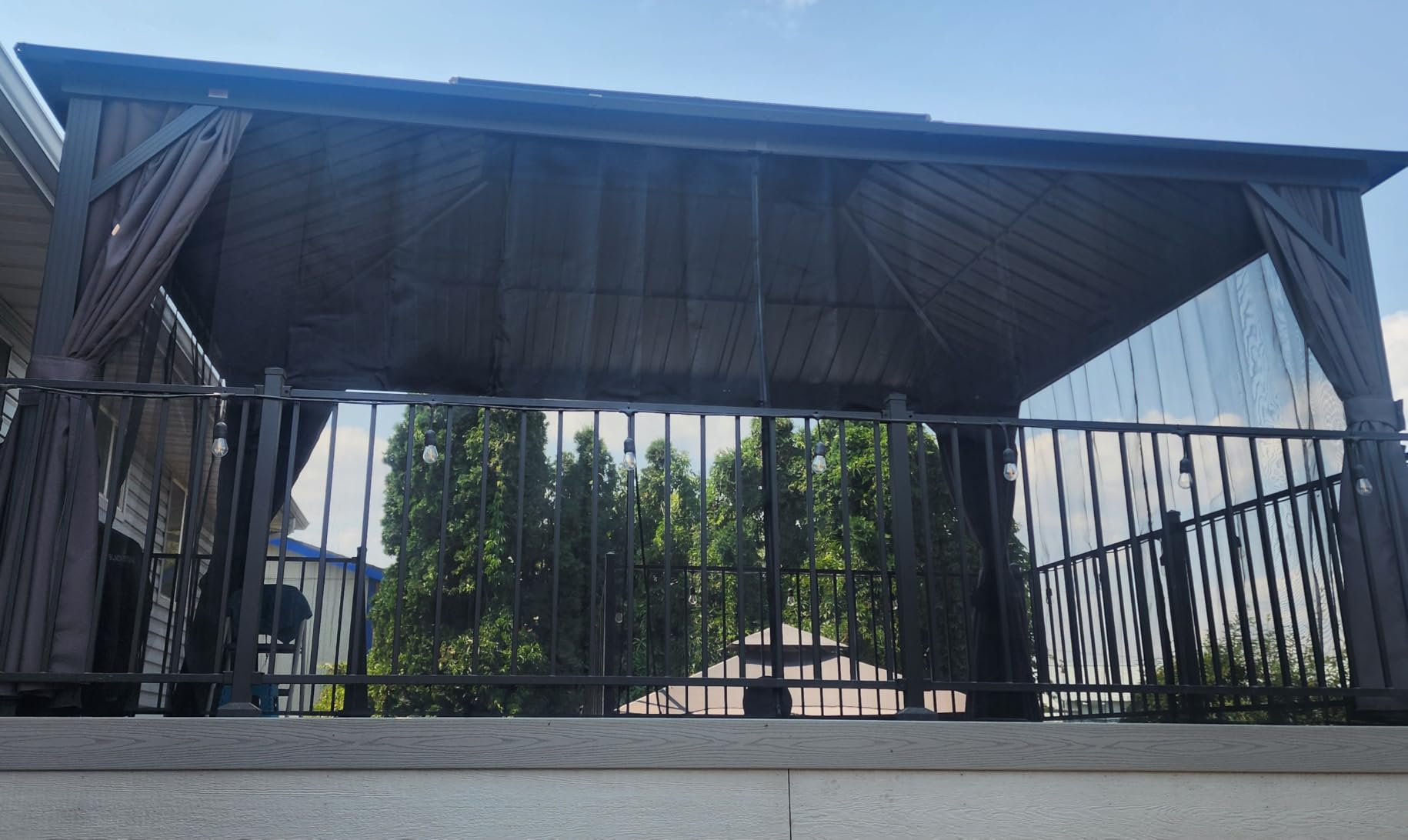 PURPLE LEAF Hardtop Grill Gazebo 6.5' x 12' Aluminum Frame, Gray customer photo 2