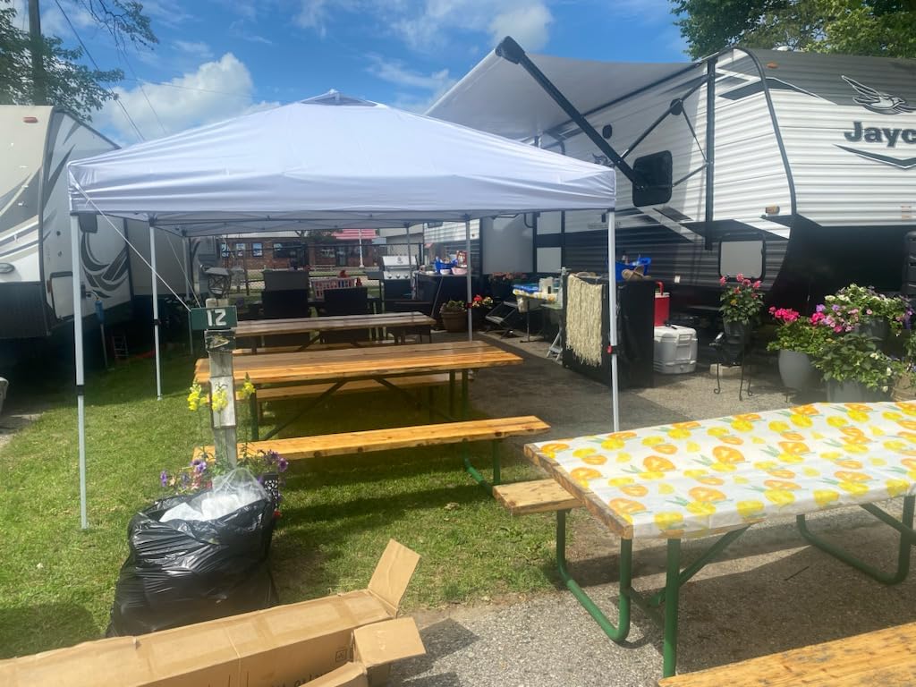 Nazhura 10' x 10' Pop Up Canopy Tent with Sand Weight Bag, Freestanding Sun Shelter for Picnic and Camping, One Person Setup and Height Adjustable (White) customer photo 2