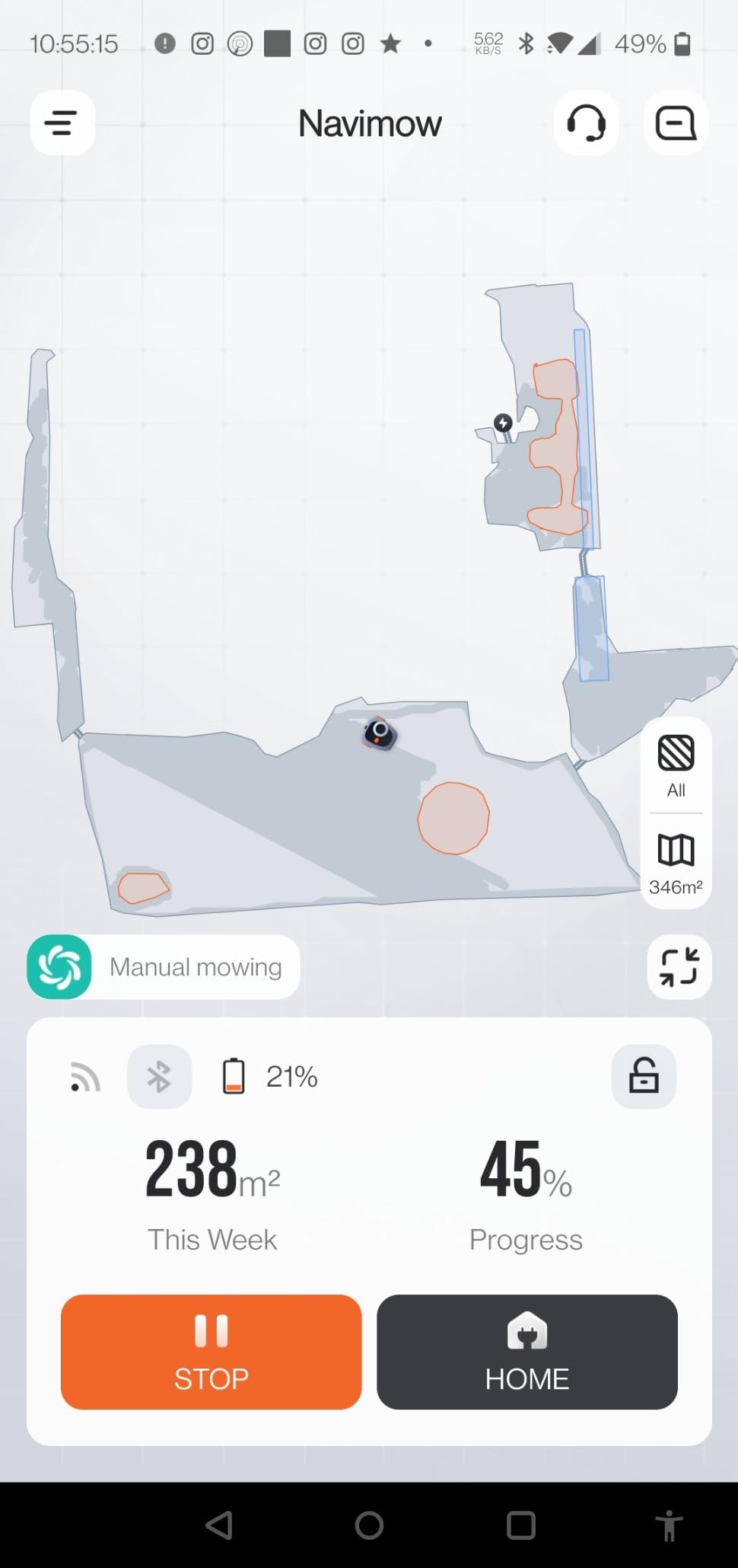 Segway Navimow i105N Robot Lawn Mower Perimeter Wire Free 1/8 Acre RTK+Vision Robotic Lawnmower, AI-Assisted Mapping, Virtual Boundary, APP Control, 58dB(A) Quiet, Multi-Zone Management customer photo 2