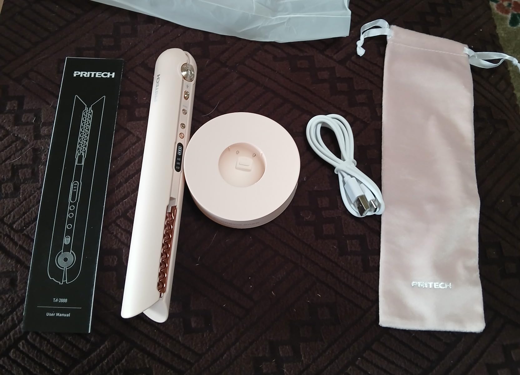 Flat Iron Cordless, Mini Hair Straightener and Curler for On The Go (Pink) customer photo 2