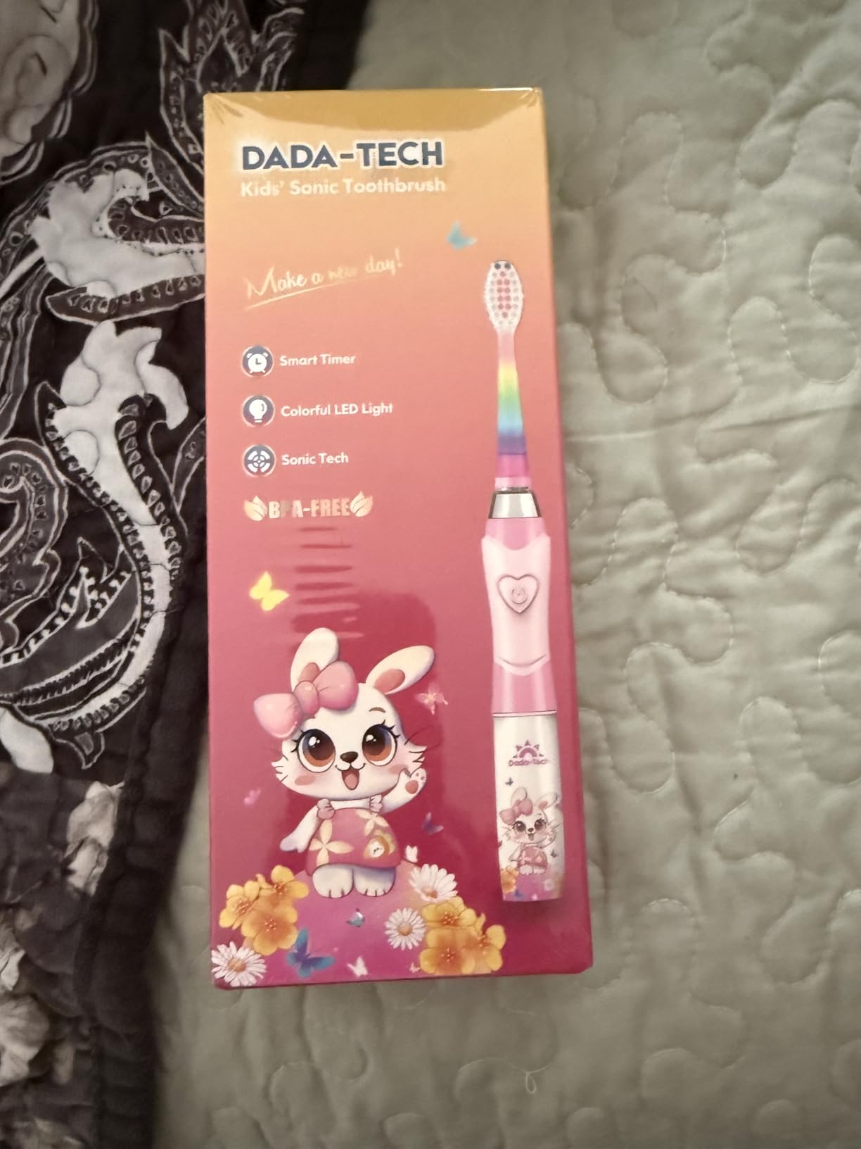 Kids Electric Toothbrush with Timer Toddler Toothbrush Age 2-4-8-12 Electric Toothbrush Kids Rainbow LED Light Up Vibrating Toothbrush Battery Operated Childrens Girls Sonic Tooth Brush (Pink Unicorn) customer photo 1
